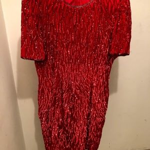 Stenay Vintage Silk Sequin Dress, Red